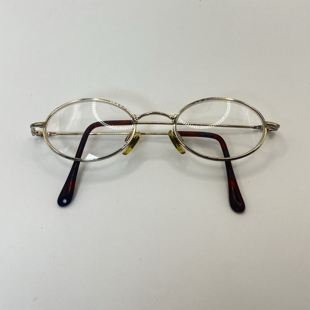 Gold Metal Oval Full Rim Eyeglass Frames Tortoise Temple Tips Unisex Adults